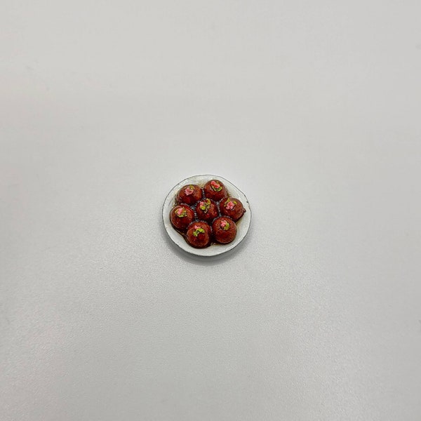 Miniature 1:12 scale Gulab Jamun Indian traditional Sweets - fridge magnet brooch tiny food dolls house gift