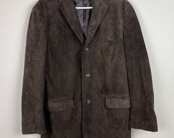 Alfani Suede Blazer Suit Jacket Sports Coat Chocolate Brown 3-button Size 42R