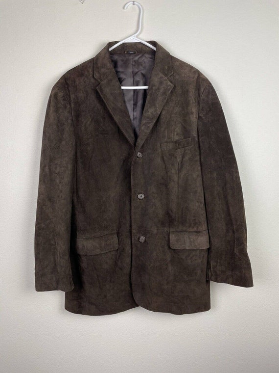 Alfani Suede Blazer Suit Jacket Sports Coat Choco… - image 1