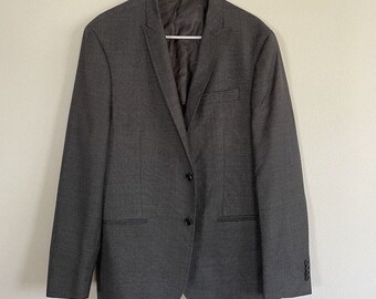 John Varvatos Suit Jacket 46 R Charcoal Polka Dot Designer Sport Coat Two Button