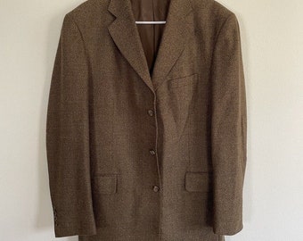 Stafford British Tweed Brown Wool Blazer Sport Jacket Men's 38/40L