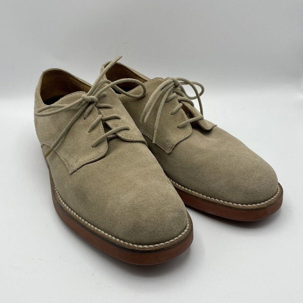 Lands End Vibram Sole Oxford Shoes Tan Nubuck Size 9.5 Excellent Condition