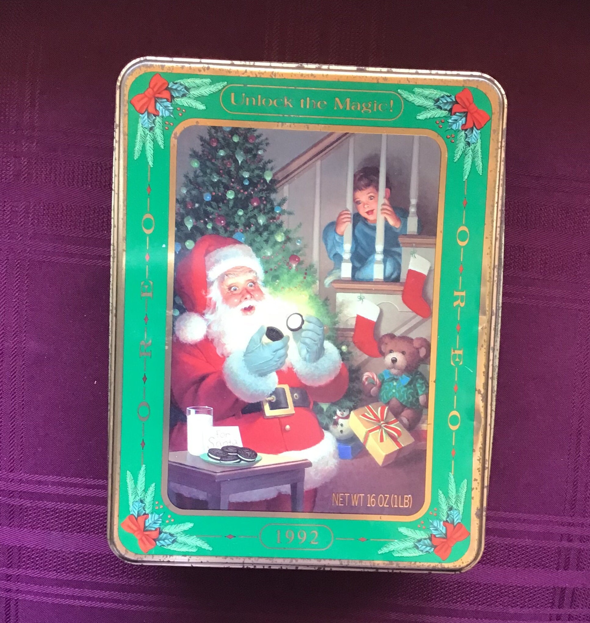 Vintage Oreo Cookie Tin/ Christmas 1992/ Santa Claus | Etsy