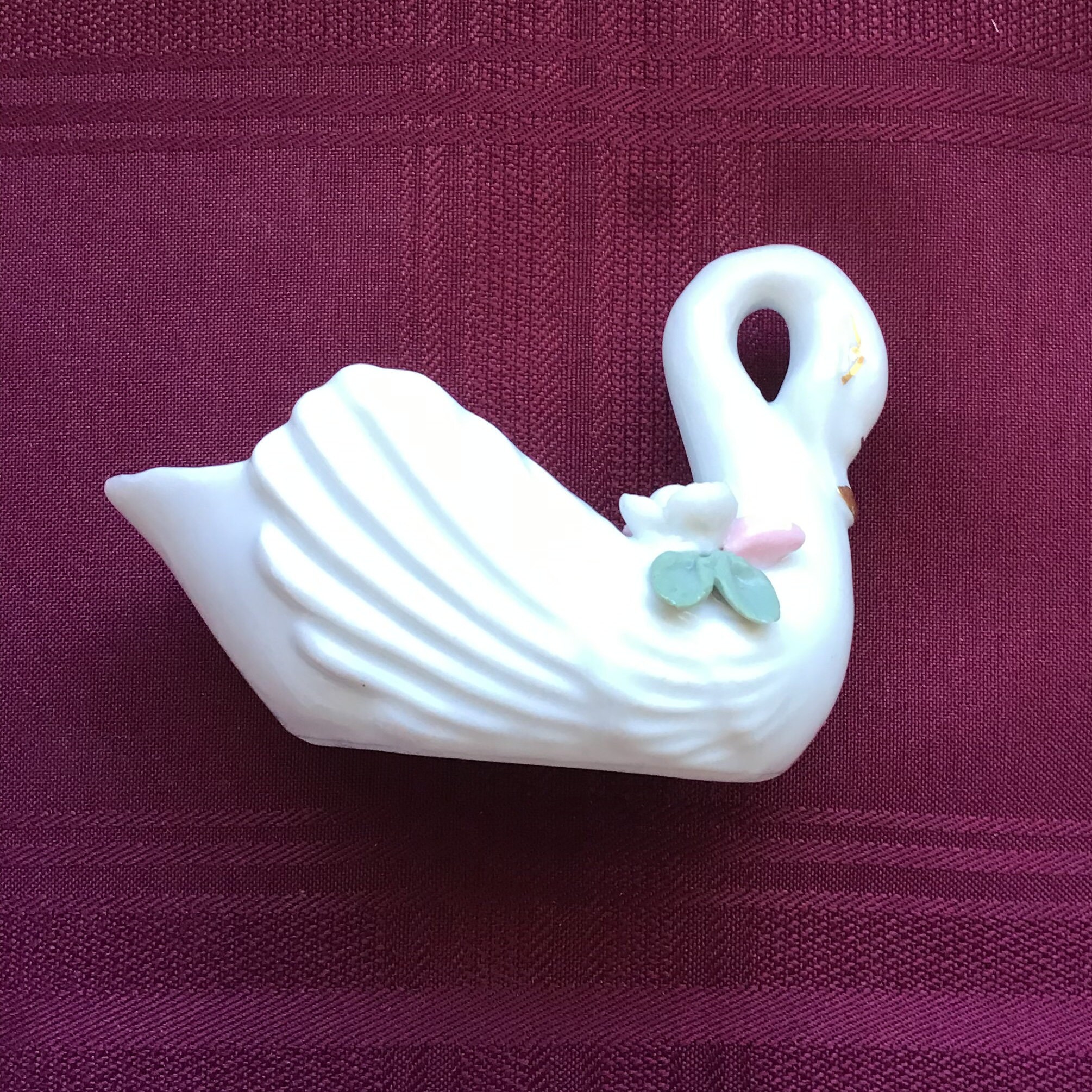 Small Porcelain Swan Vase/ Vintage Posy Vase/ Pink and White Etsy