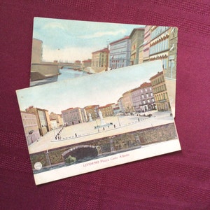 Cartes postales anciennes de Livourne, Italie/ Street Views/Scali D'Azeglio - Piazza Carlo Alberto/Pièces éphémères de collection -