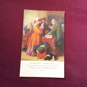 Carte postale d'art vintage/Choisir sa robe de mariée - William Mulready/artiste irlandais/Victoria and Albert Museum/éphémères de collection