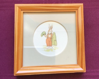 Small Framed Bunnykins Print/ Royal Doulton/ Limited Series Print - Made in England/ Rabbit with Hat and Coat/ Nursery Decor/Collectible