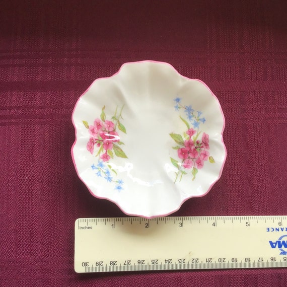 Small Floral Trinket Dish/Pink and Blue Flowers/S… - image 5