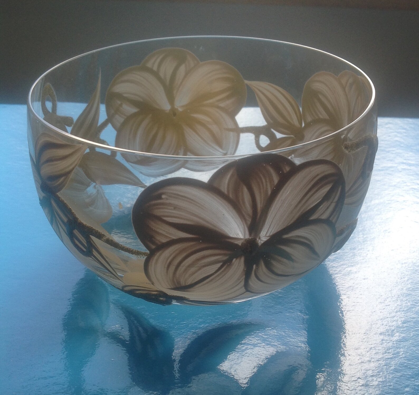 Handpainted Glass Bowl/gold Flowers/vintage Bowl/potpourri Etsy