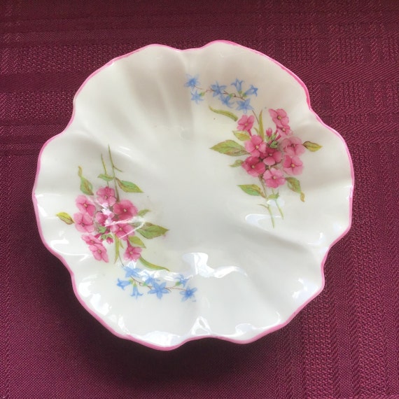 Small Floral Trinket Dish/Pink and Blue Flowers/S… - image 3