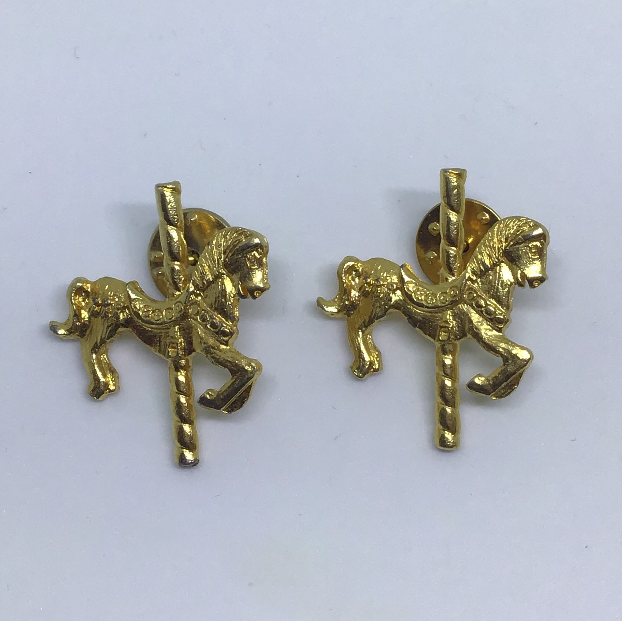 Vintage Gold Carousel Horse Pins/ Pair of Lapel Pins/ Horse Etsy