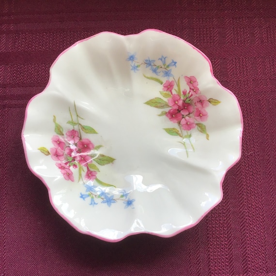Small Floral Trinket Dish/Pink and Blue Flowers/S… - image 6