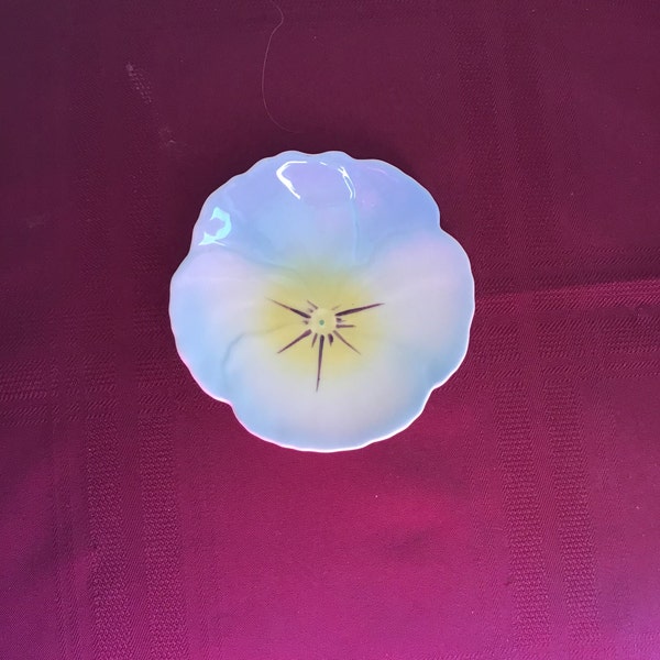 Small Pansy Shaped Dish/ Blue and Yellow Pansy/Adderley - Bone China/ Made in England/ Vintage Trinket Dish