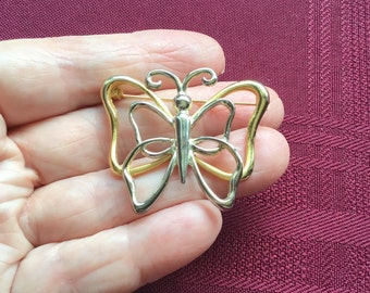 Silver and Gold Butterfly Brooch/ Vintage Butterfly Pin/ Lapel Pin/ Scarf Pin/ Fashion Accessory/ Gift for Her