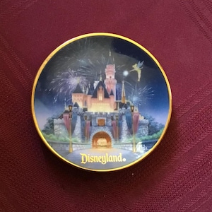 Miniature DISNEYLAND Plate/Sleeping Beauty Castle/ Tinker Bell/ Disney Souvenir/ Gold Trim/ Vintage Collectible