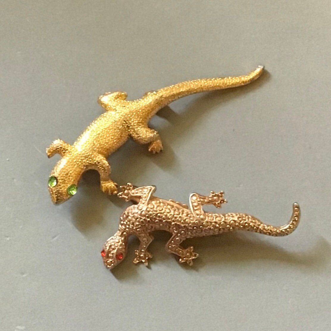 Vintage Gold Lizard Pins/ Pair Lizard Brooches/ Scatter Pins/ Etsy