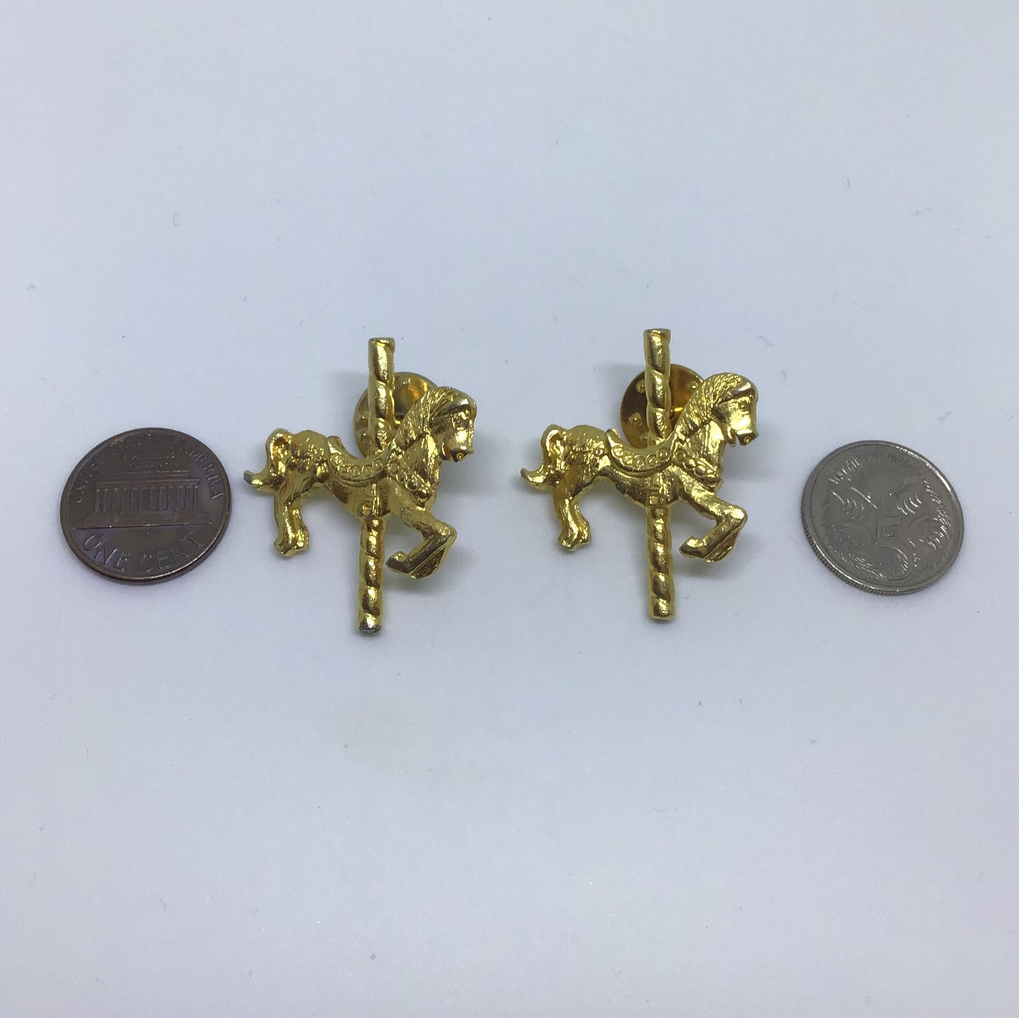 Vintage Gold Carousel Horse Pins/ Pair of Lapel Pins/ Horse Etsy