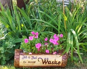 Newlywed Present - Personalized Wood Planter Box - 5 year Anniversary Gift - Wood Burned Wedding Gift - Wedding Log - Bohemian Hippie Decor