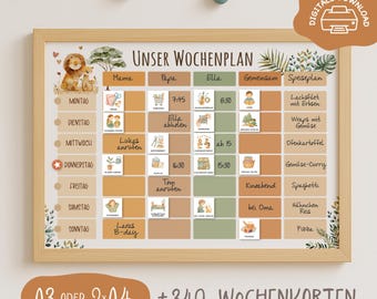 Family Planner A3 | Weekly Planner for 5 People | 340 Cards | Printable