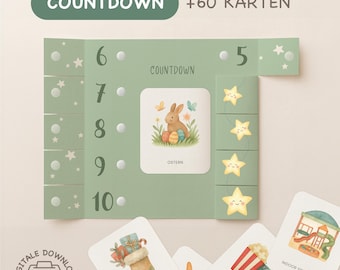 Children's countdown with event cards / Countdown with star for children / A4 PDF / for printing