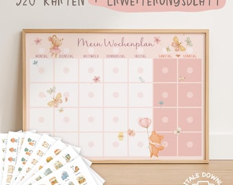 Weekly schedule for children | Children's weekly planner – task & routine cards | Weekly schedule for girls | Montessori | Printable A4