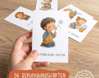 56 Calming Cards for Children | Emotional Regulation Cards | Self-calming techniques, mindfulness exercises | Digital download