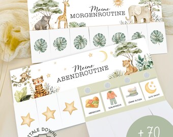 Morning & Evening Routine for Children Safari Animals/ Routine Plan for Children/ Children's Planner with Stars/ Morning Routine for Children/to Print