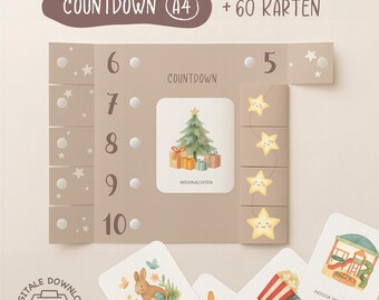 Children's countdown with event cards / Countdown with star for children / A4 PDF / for printing