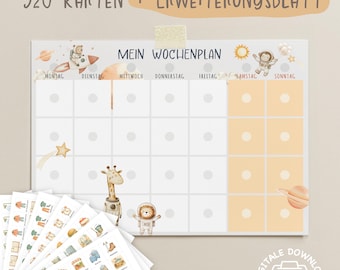 Weekly planner for children | Children's weekly planner – task & routine cards | Weekly planner space | Montessori | Printable A4