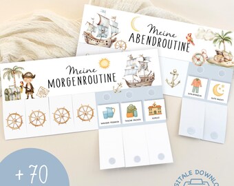 Morning & Evening Routine for Children Pirates/ Routine Plan for Children / Routine Plan with Stars/ Morning Routine for Children/to Print