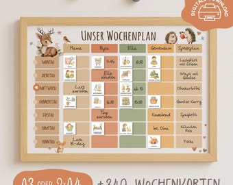 Family Weekly Planner A3 | Weekly plan for 5 people | 340 cards | Printable