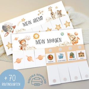 Morning & Evening Routine for Children Space/ Routine Plan for Children / Routine Plan with Stars/ Morning Routine for Children/to Print