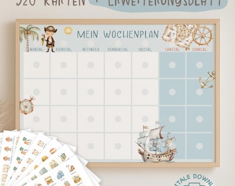 Weekly schedule for children | Children's weekly planner – task & routine cards | Pirate weekly schedule | Montessori printable A4