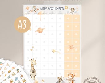 Weekly planner for children | Children's weekly planner – task & routine cards | Weekly planner space | Montessori | Printable A3