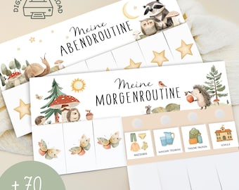 Morning & evening routine for children forest animals/ routine plan for children / children's planner with stars / morning routine for children/to print
