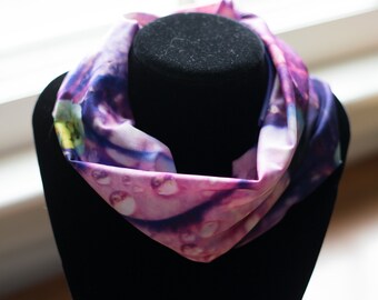 Purple Flower Headband,Purple Neck Scarf, Runner, Workout, Yoga, Gardening Headband/Scarf/Facewarmer, Pink Hydrangeas