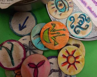 Hand painted Witches Runes Portable Pocket size