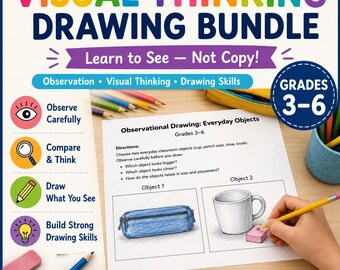 Visual Thinking Art Prompts | Grades 3-6, No-Prep (PDF Download)