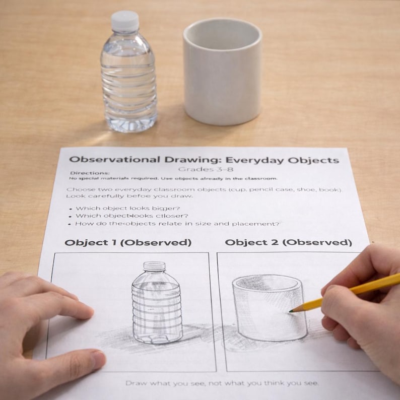 Capacity Drawing Object Observational Drawing: Placement & Overlap (grades 3–8) - Etsy