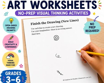 Early Finisher Visual Thinking Art Worksheets Grades 3-6