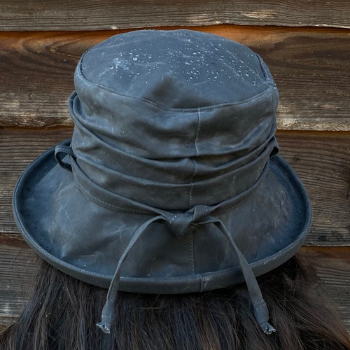 Black British Waxed Cotton Rain Hat Women's Rain Hat Etsy