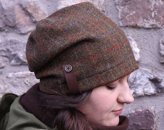 Bonnet Harris Tweed - bonnet d'hiver - bonnet - bonnet ample - bonnet chaud - chapeau en tweed - chapeau d'automne - chapeau confortable chapeau unisexe