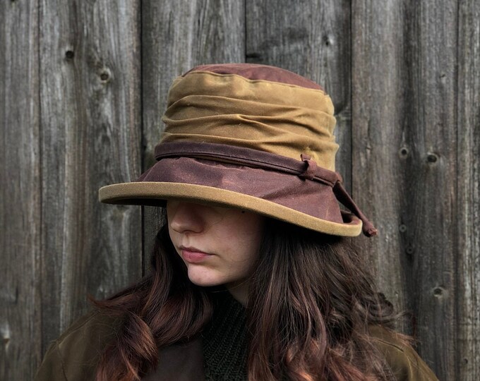Chestnut/tan British Waxed Cotton Rain Hat Women's Etsy