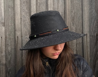 The Wanderer- Black women's rainhat- waterproof hat- country hat-fedora hat-waterproof fedora- large hat- small hat- winter hat- warm hat