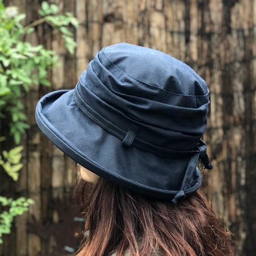 Black British Waxed Cotton Rain Hat Women's Rain Hat Etsy