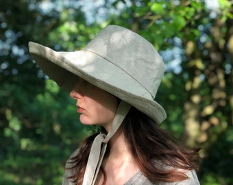 Natural Linen Anna Sunhat-large brimmed sun hat, linen hat, garden hat, foldable hat, sun protection hat, extra large hat, small hat
