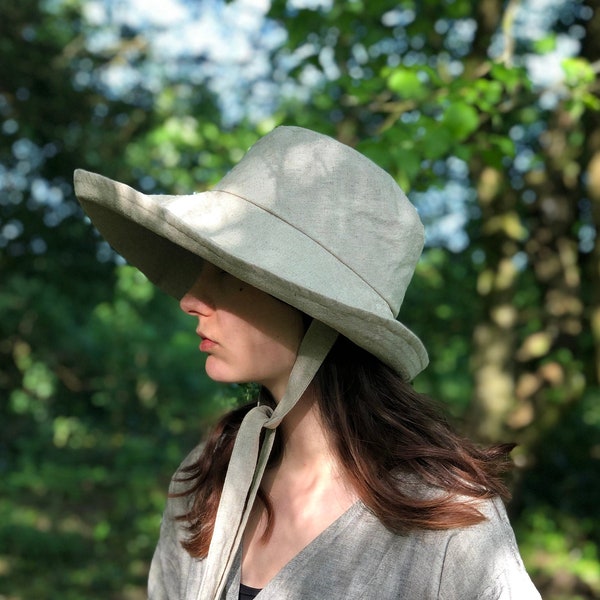 Natural Linen Anna Sunhat-sombrero de sol de ala grande, sombrero de lino, sombrero de jardín, sombrero plegable, sombrero de protección solar, sombrero extra grande, sombrero pequeño