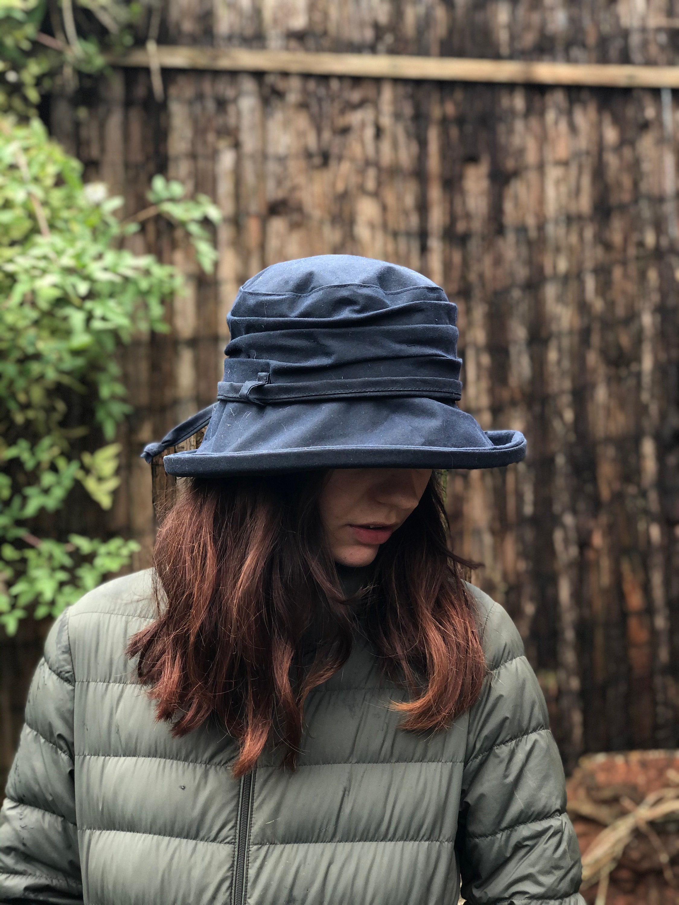 Navy British Waxed Cotton Rain Hat Women's Rain Hat Etsy UK