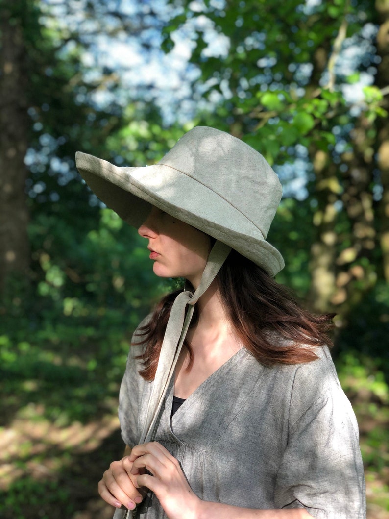 Natural Linen Anna Sunhat-large brimmed sun hat, linen hat, garden hat, foldable hat, sun protection hat, extra large hat, small hat image 1