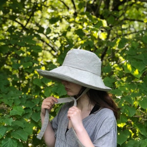 Natural Linen Anna Sunhat-large brimmed sun hat, linen hat, garden hat, foldable hat, sun protection hat, extra large hat, small hat image 7